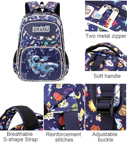 JiaYou Boys Astronaut Pattern Backpack Primary School Bookbag lightweight Breathable Fabric(Black-3Pcs,35 Liters)4