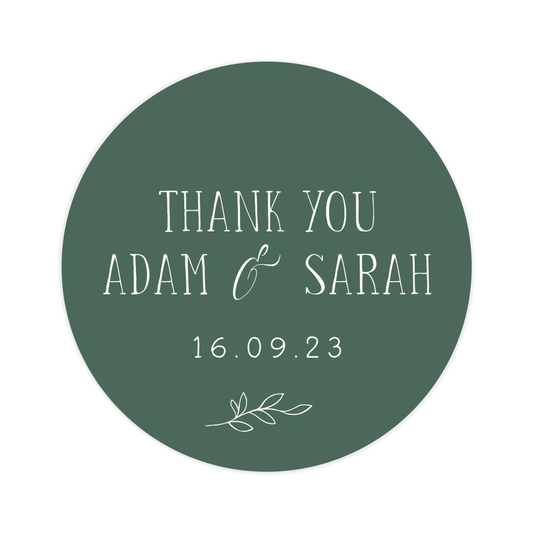 Personalised wedding stickers | thank you wedding labels | 12 colours - favor sticker thanks | wedding favors thank you stickers | 35 round stickers (Emerald (dark green))