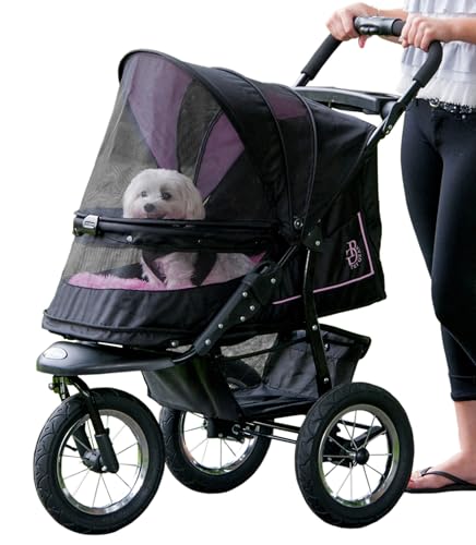 Pet Gear No-Zip NV Pet Stroller for Cats/Dogs, Zipperless Entry, Easy One-Hand Fold, Gel-Filled Tires, Plush Pad + Weather Cover Included, Pink...