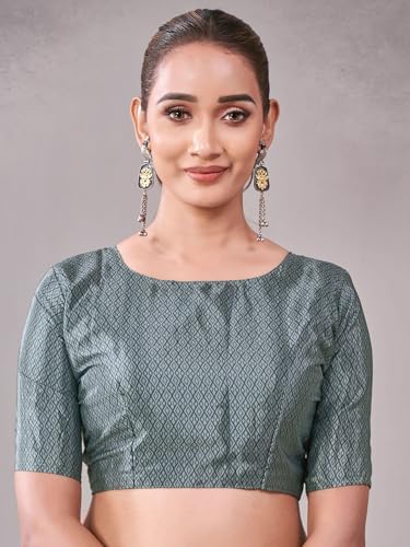 Image of Satrani Women's Crepe Printed Saree with Unstitched Blouse Piece