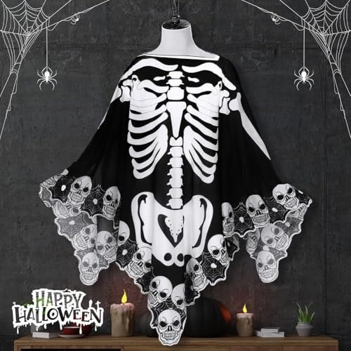Poncho de esqueleto de encaje con detalles góticos elegantes 3
