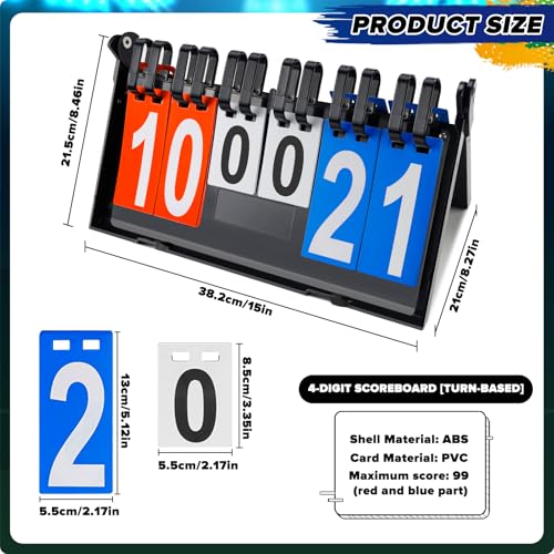 WPPQWP Anzeigetafel, 6-Stellige Digit Flip Anzeigetafel, Punktetafel Digital, Tragbare Tischplatte Scoreboard, Punktezähler für Sport Tischtennis Basketball Volleyball Wettkämpfe Indoor Outdoor