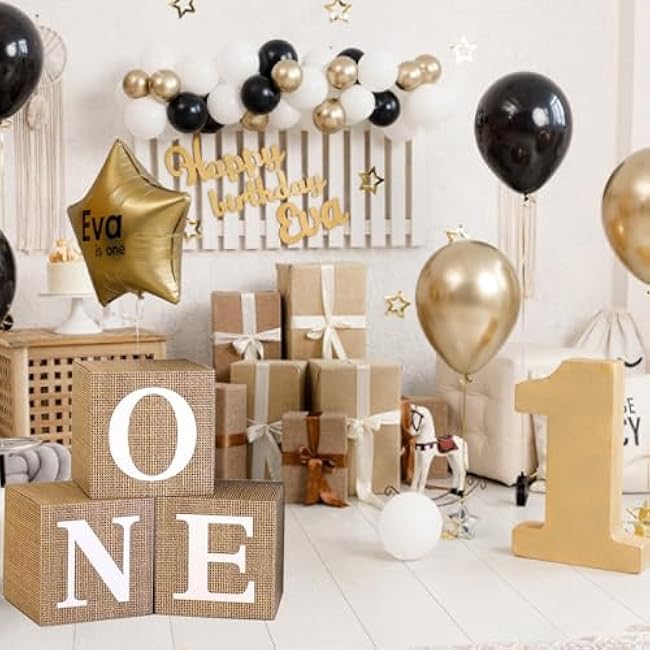 Burlap Balloon Boxes for 1st Birthday, Baby Girl First Birthday Decorations, Birthday Party Supplies Boy, Photoshoot Props Backdrop, 1st Anniversary Decorations. (Burlap)