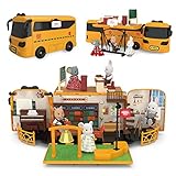 KOALA DIARY Bus Car Toy Kids Dollhouse Playset, School Miniatures Bus Toy Educational Bus Doll...