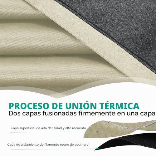 Cortinas salón opacas contra el frío en juego de 2 paneles aislantes de 140x260 cm beige claro 5