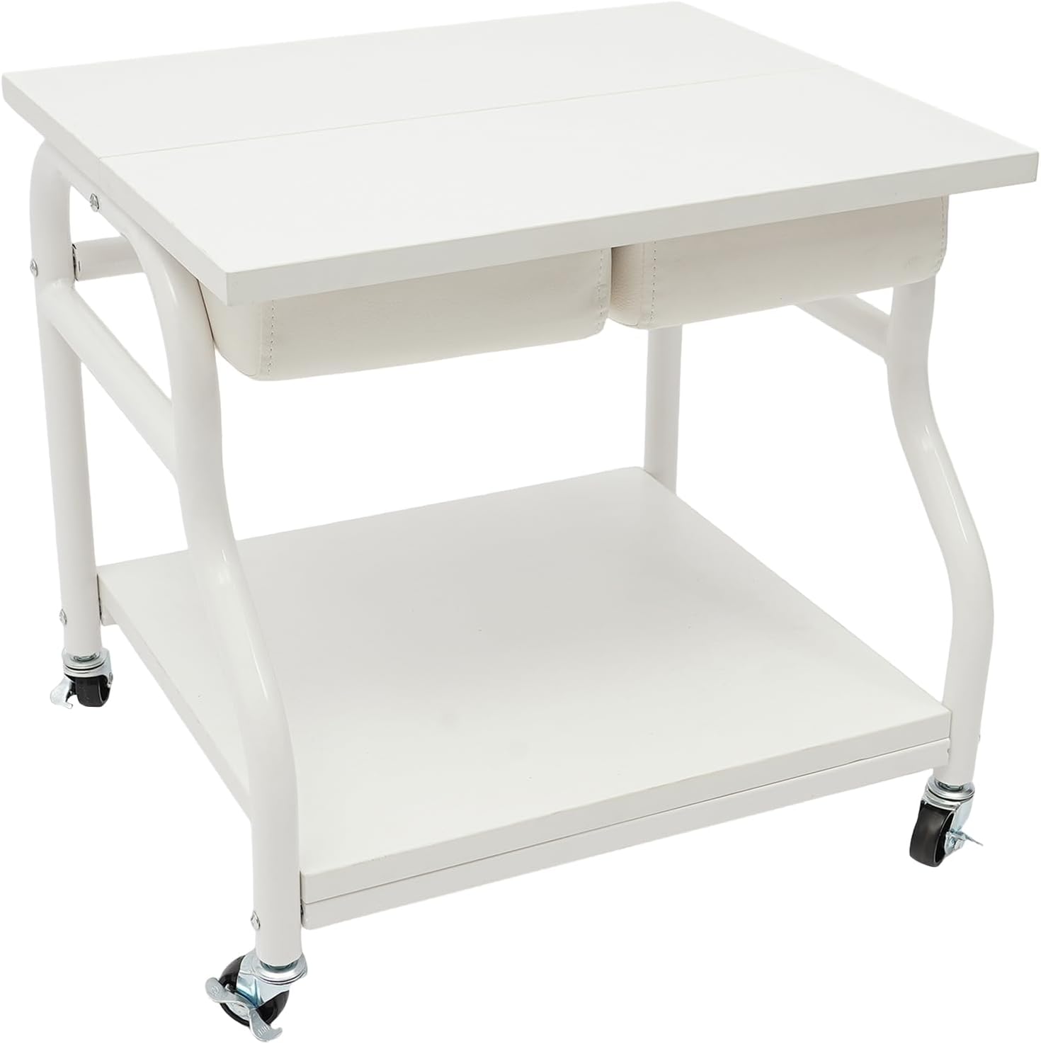 Pedicure Cart Foot Bath Trolley, Beauty Salon Nail Trolley Cart Portable Esthetician Rolling Cart Manicure Funiture Massage Stool Footrest Stand with PU Cushion & Locking Wheels for Spa Salons (White)
