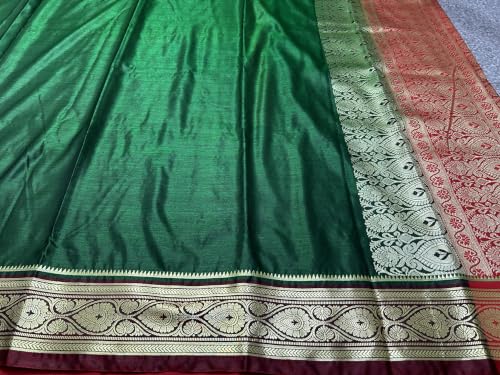 Image of Women's Glory Satin Silk Saree Plain Soft Shiny Elegant Party Traditional Ethnic