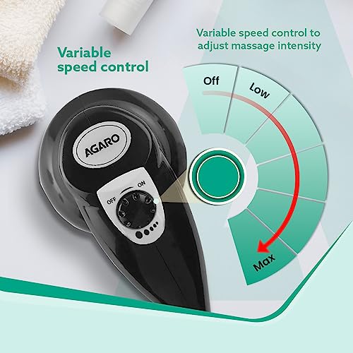 AGARO Atom Electric Handheld Full Body Massager with 3 Massage Heads, Mesh Cover, Variable Speed Settings for Pain Relief and Relaxation, Back, Arms, Leg & Foot, Black. (Image - 5)