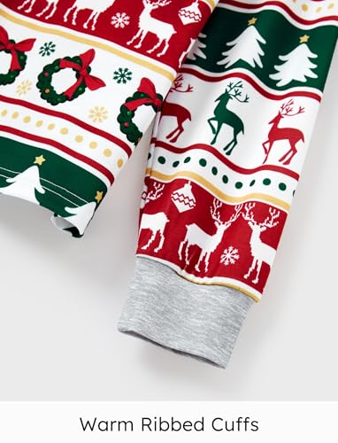 PATPAT Conjunto de pijamas de Natal para a família, com estampa de rena e floco de neve, conjunto de