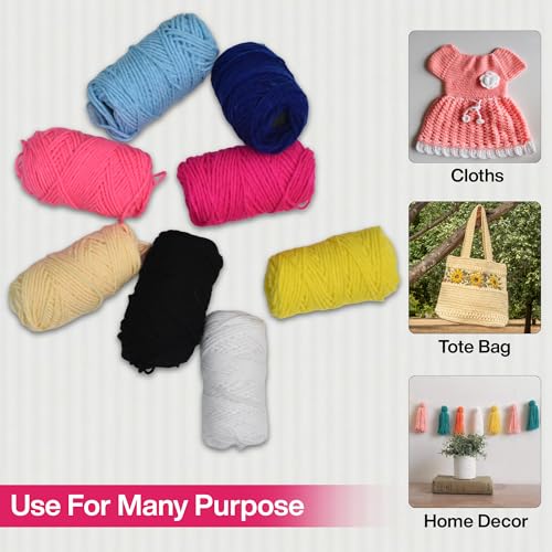 Image of picknMAKE Crochet Kit for Beginners with Wool Yarn, Crochet Hooks, Plastic Needles & Stitch Markers - DIY Learn to Crochet Set for Adults & Kids (All Tools Included)