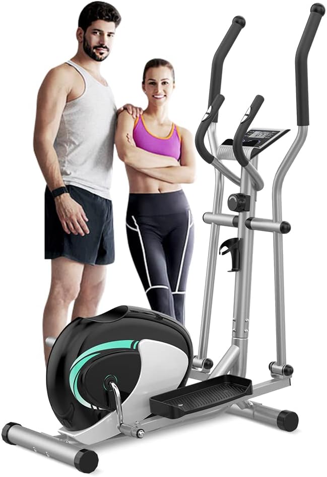 Dripex Elliptical Exercise Machine, Hyper-Quiet Elliptical Machine for Home, Magnetic Elliptical Training Machines with 8-Level Resistance, 6KG Flywheel, Pulse Sensor, LCD Monitor