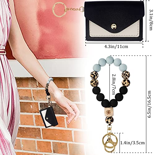Hisuper Silicone Bangle Key Ring Bracelet Wallet Key Chain For Circle Wrist Bracelet For Car Keys Keychains Elastic Beaded Wristlet Women Beaded Keychain With Card Horder #TOP1