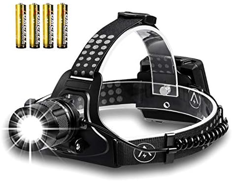 Headlamp, Akale Powerful Lumens LED Headlamps, Cree LED Waterproof IPX5 Head Lamp Zoomable Work Headlight for Camping, Security, Emergency Use Night Readin