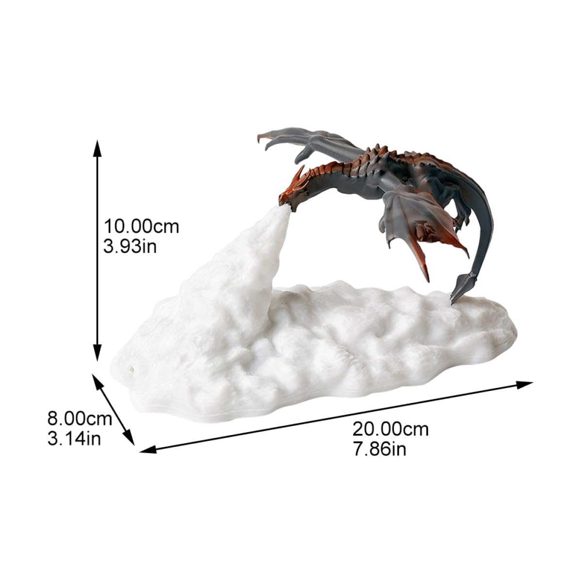 Sprühender Drachen Nachtlicht 3D-led Lampe aus Pla, USB Ladung | Dekorative Figur für Kindergeburtstag, Touch Steuerung, für Festliche Raumdekoration