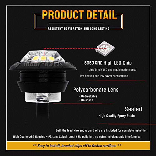 Meerkatt (Pack Of 10 3/4 Inch Mini Clear Lens Amber Light Round Side Marker Lamp Smd 2835 Bulbs For Pickup Trailer Truck Lorry 12V Dc With Resin 3Led-Hl #TOP4