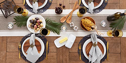 Dii Dobby Stripe Woven Table Runner, 13X72, Brown #TOP6