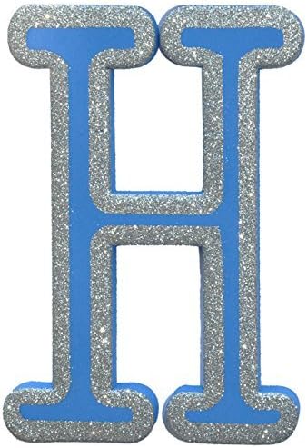 Craft for Kids-blue Foam Decorated with Silver Glitter Outline Letter "H" 7 Inch.