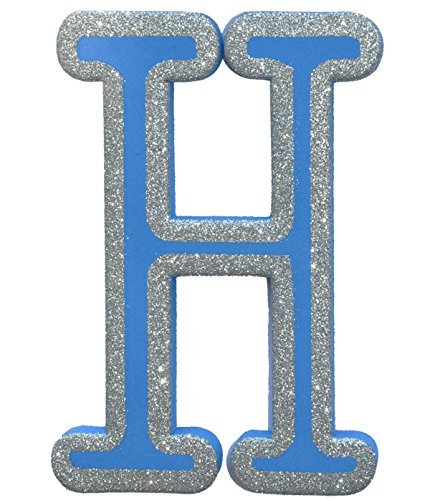 Craft for Kids-blue Foam Decorated with Silver Glitter Outline Letter "H" 7 Inch.