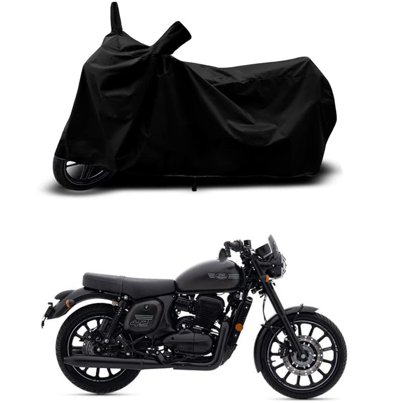 Image of 100% Scratchproof /UV-Rays /Heat Protection /Birds Dropping /Water Resistant /Dust Proof /Waterproof /Full Bike Scooty Two Wheeler Body Cover Compatible for Jawa Dual Channel All Varients[Black]