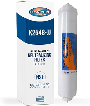 Omnipure K2548 Inline Calcite pH Neutralizing Remineralization Water Filter for Reverse Osmosis 2 x 10 Inches K2548-JJ