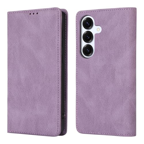 Étui portefeuille Samsung S25 5G violet en cuir synthétique finitions premium avec support