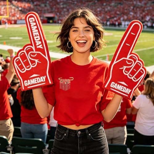 Image of Game Day Brooches for Women Football Brooch Pins Touch Down Brooches Red Black Blue White Team Spirit Accessories Game Day Outfits Football Jewelry Party Favor Gifts