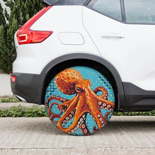 Image of Spare Tire Cover for RV Trailer, Octopus Tire Covers Universal Fit for Travel Trailer Camper Jeep RV SUV Truck Waterproof Wheel Cover (17 inch for Diameter 31 inch - 33 inch),A-91