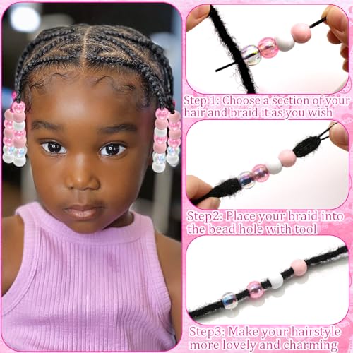 NAISKA 60 cuentas rosa claro para cabello miniatura 5