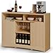 Amada Coffee Bar Cabinet with Wine Glass Rack, 47.2