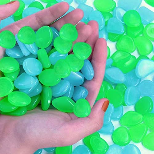 Overvloedi 400pcs Glow in The Dark Stones Garden Pebbles Indoor Outdoor Decorative Stones Glowing Stones Fish Tank Garden Yard Walkway DIY Luminous Stones