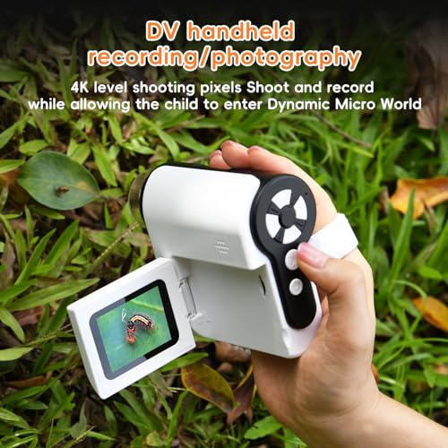 Image of LongReal 1000X Handheld Microscope for Kids with 2'' LCD Screen 6 Adjustable LED Lights Portable Microscope USB to PC