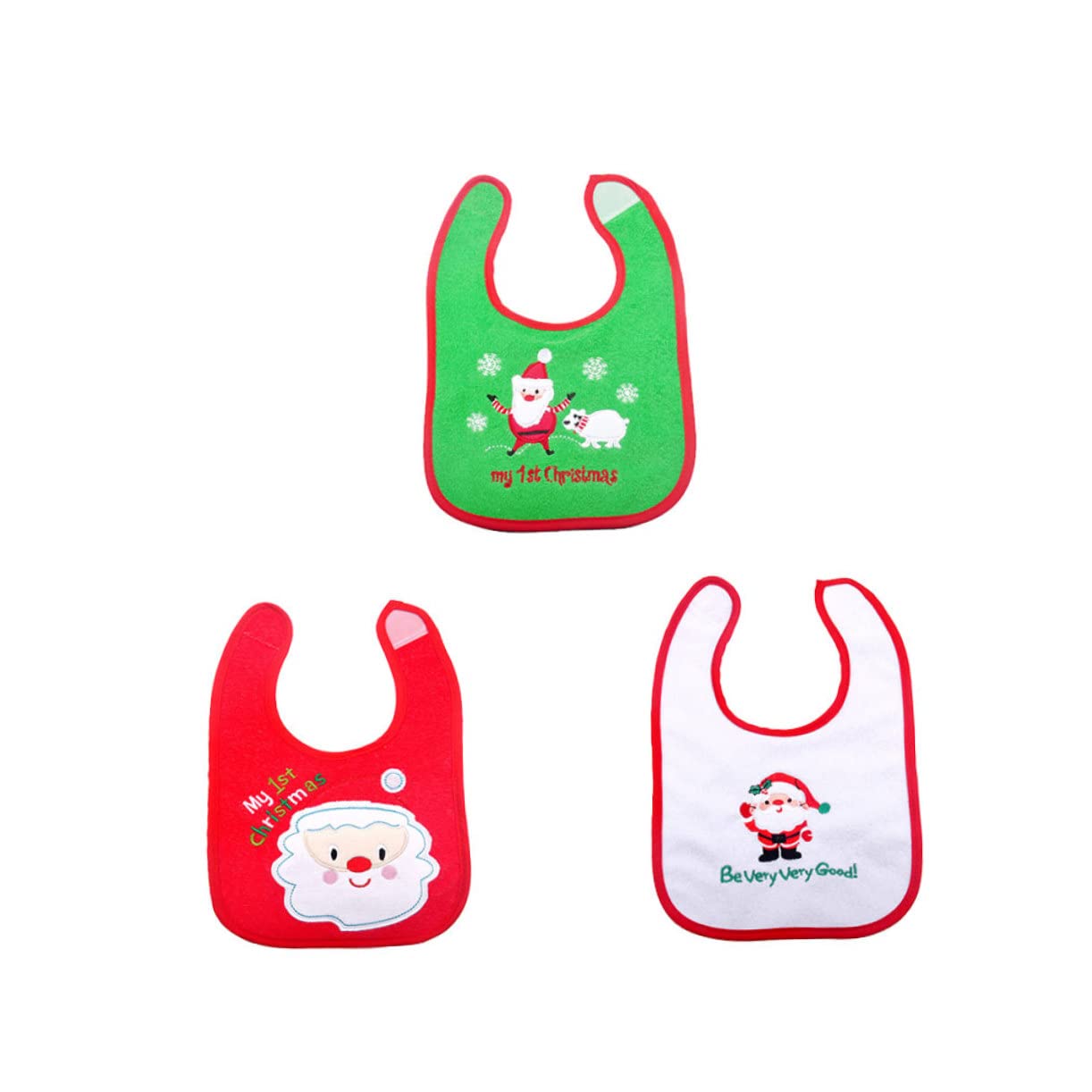 Abaodam 9piezas Baberos De Diseño Navideño De Santa Claus Bolsillo Recolector y Divertido Alimentación Dentición
