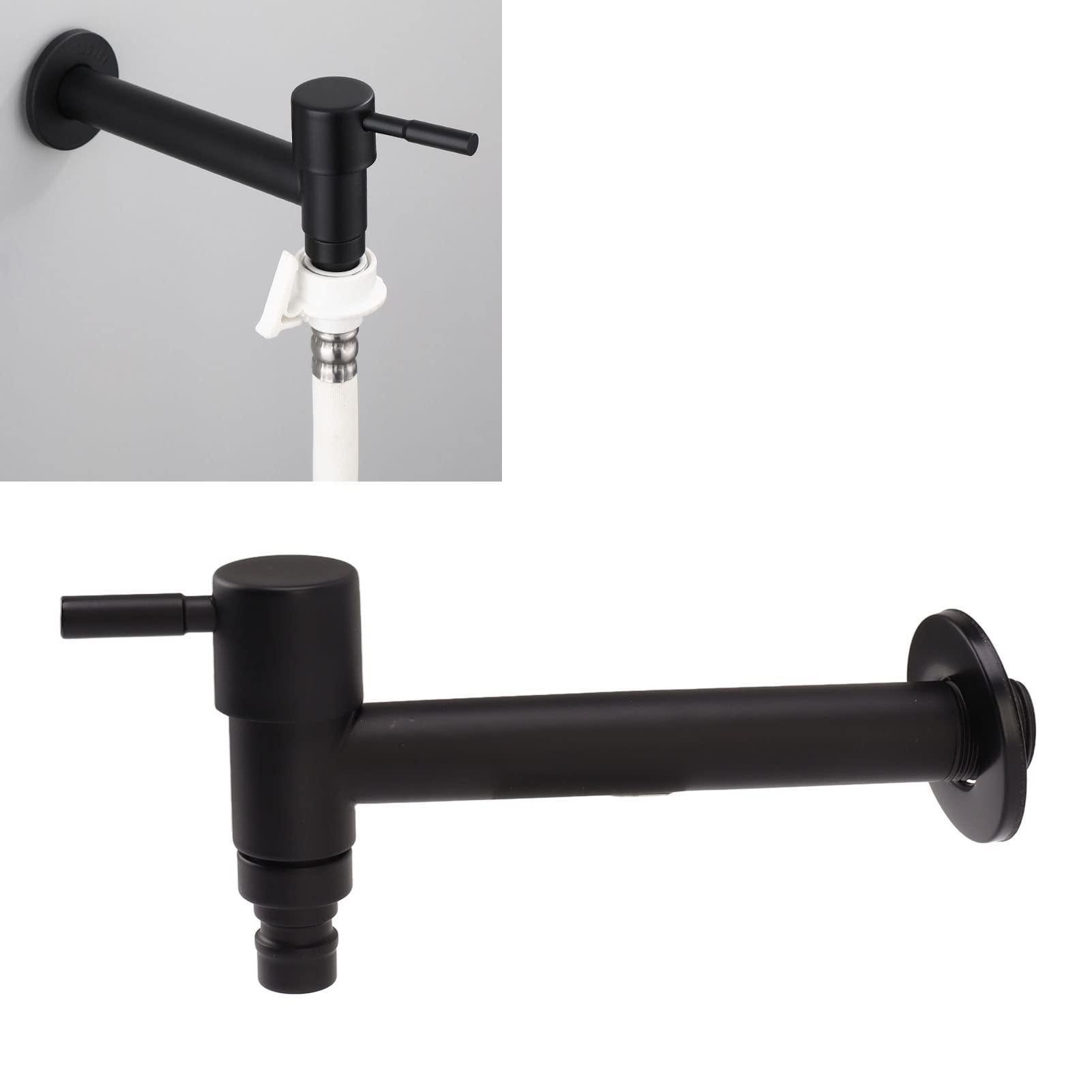 Wall Mounted Black Cold Water Tap G1 2 304 Stainless Steel Single Handle Cold Faucet Used in Bathroom — view 6