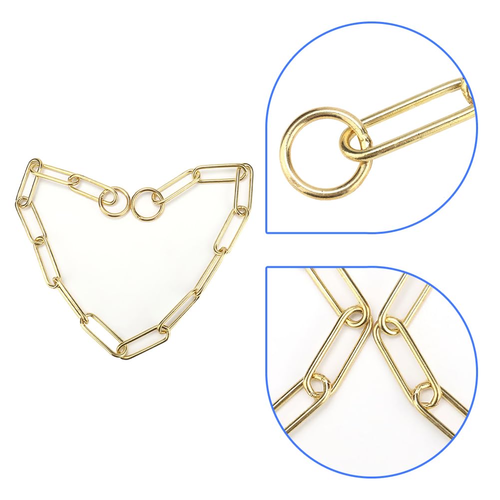 Joyzan Collier Chien Chaîne, Doré Chaîne Maillon Métallique Robuste Chiot Petit Moyen Grand Résistant Métal Mâcher Fermoir Connexion Or Mastication Laisse Entraînement Grosse Maille étrangleur Chaine