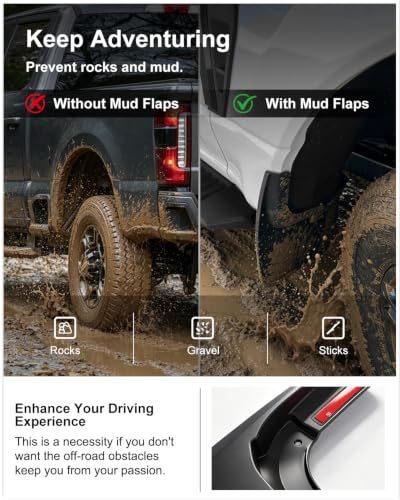 Image of Kiwi Master Mud Flaps for 2017-2026 Ford F-250 / F-350 Without Fender Flares | No Drill, Heavy Duty Mud Guards, Front & Rear Splash Guards, 4 Pcs Set