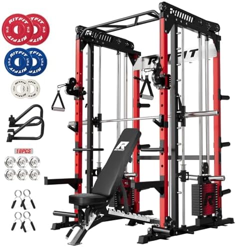RitFit M1 Pro Smith Machine Package, All-in-One Power Cage with Weight ...