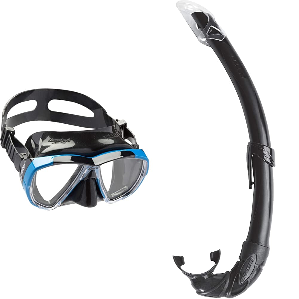 Cressi Big Eyes Gafas de Buceo, Unisex, Negro/Azul + Mexico Tubo De Snorkel, Unisex-Adult, Negro, Un Tamaño