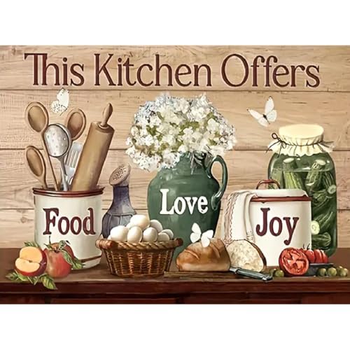 JFYHAB Kitchen Diamond Art Kits for Adults, Food Diamond Painting Kits for Adults Beginners, DIY 5D...