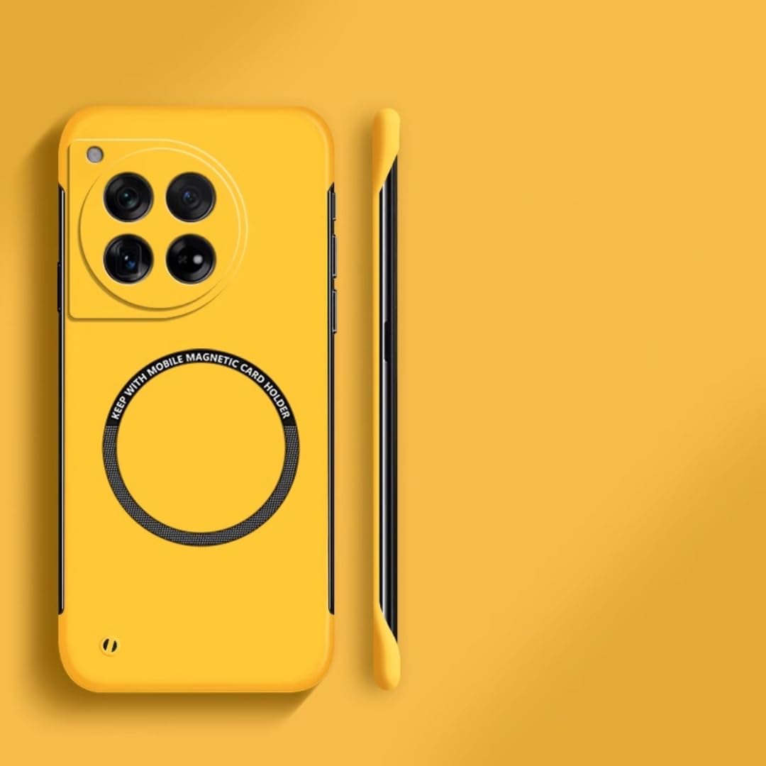 Ultracienkie, twarde, magnetyczne etui bezramkowe do telefonu OnePlus 13 12 12r 11 11r 10t 10r 10 Pro 8 9, matowe, jednokolorowe (do OnePlus 9Pro/żółte)