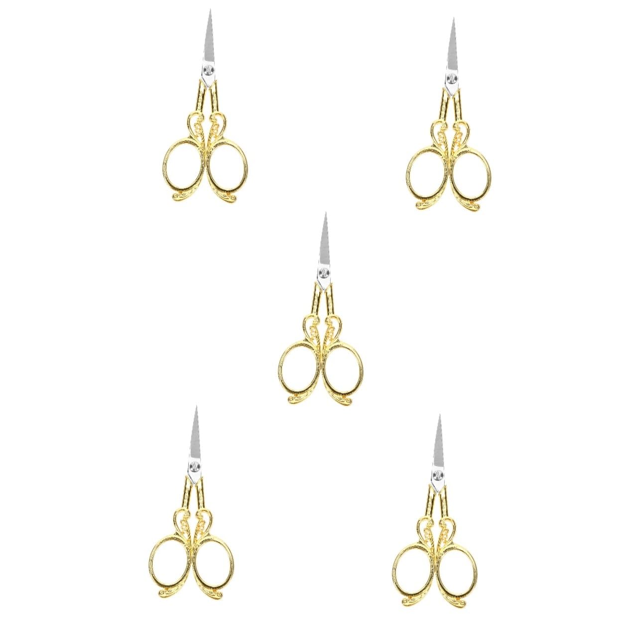 5stücke Vintage Design Stickereischere Zinklegierung Und Scharfe Nähschere Mit Ergonomischem Griff Für Craft Heimarbeiten Und Stoffstickerei