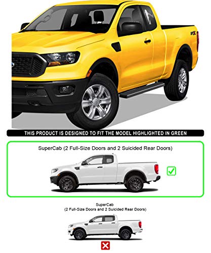 Estribos de acero inoxidable negro 5 pulg para Ford Ranger miniatura 2