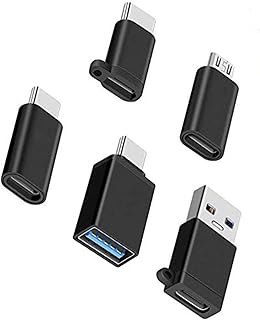 KLJ USB-C Adapters, USB Type C to Micro USB (Male to Female to Female to Male) USB 3.0 (Male to Female to Female to Male) Pack of 5, Black