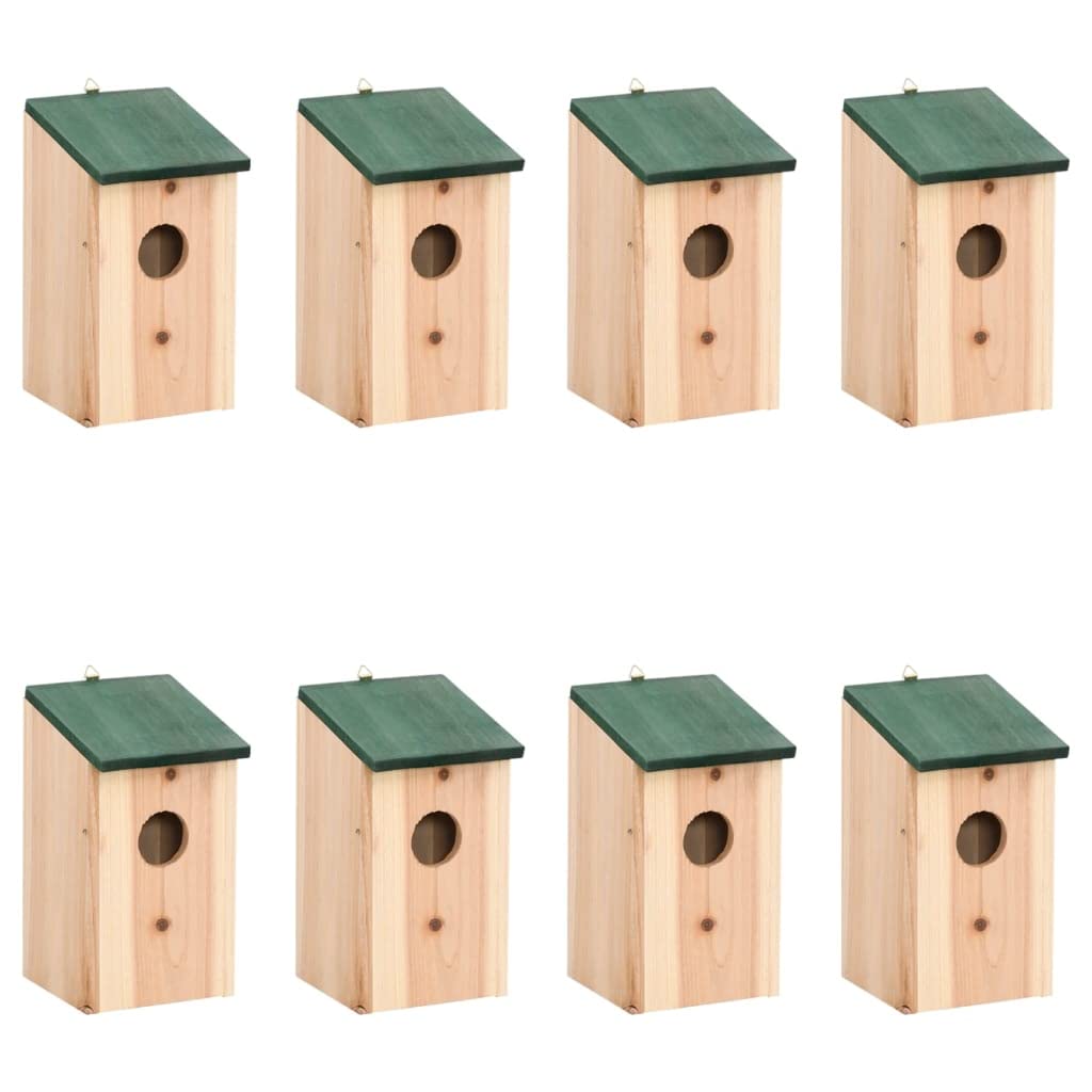 INLIFE Pajareras 8 piezas madera 12 x 12 x 22 cm