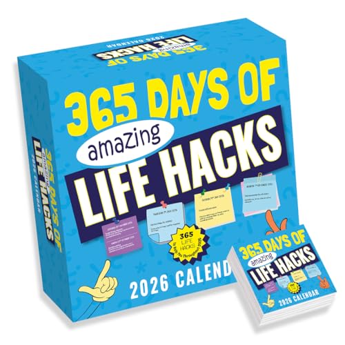 2026 Daily Life Hacks Desk Calendar – Peel-Off Smart Tips & Tricks – Ideal Christmas – Gift, Secret Santa Gift for Adults & Coworkers, Stocking Filler Idea – With Stand & UK Dates