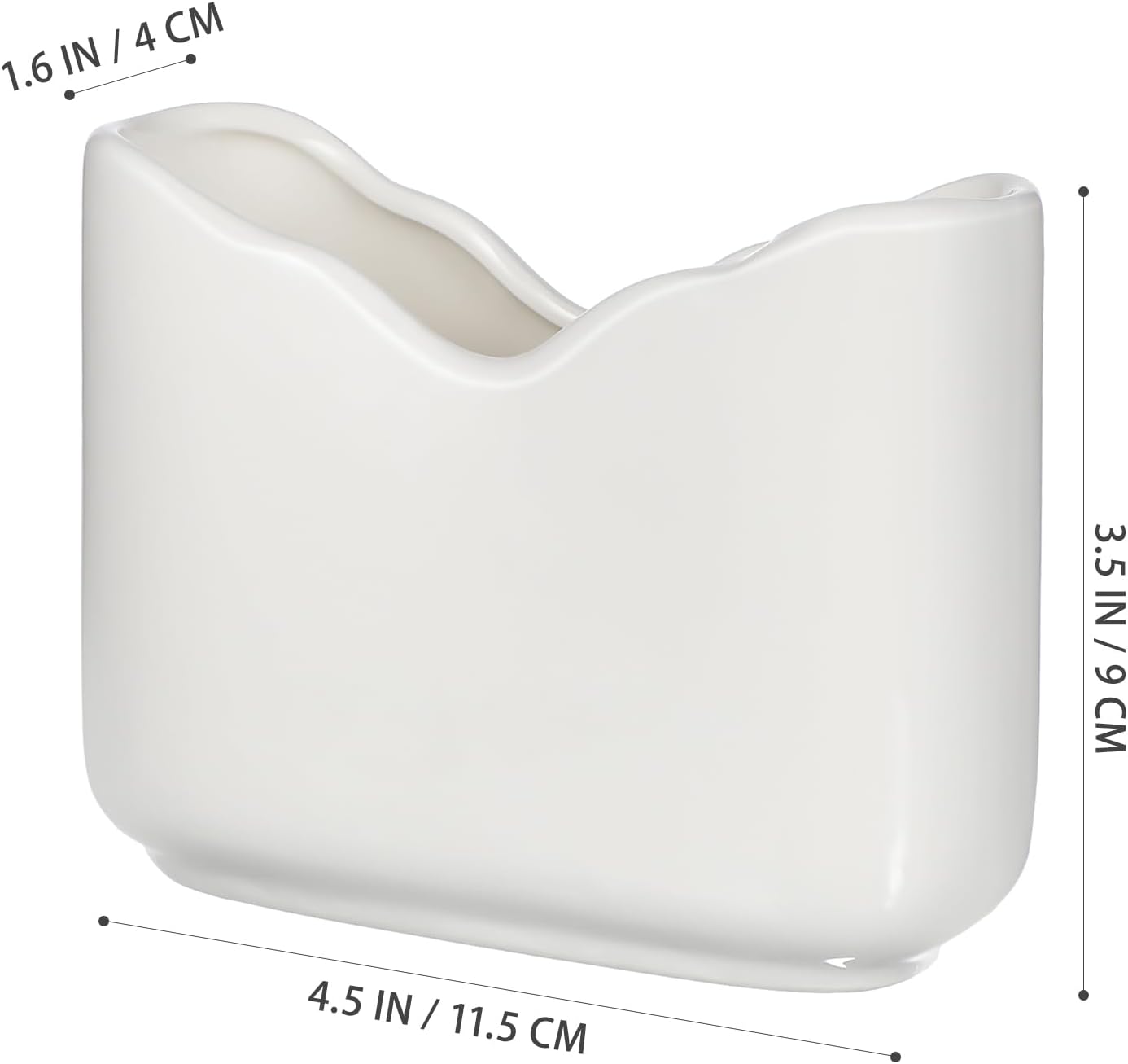 Wavy Ceramic Napkin Holder 4.52X3.54X1.37 Inch Paper Tissue Stand for Kitchen Dining Table Modern Compact Napkin Organizer