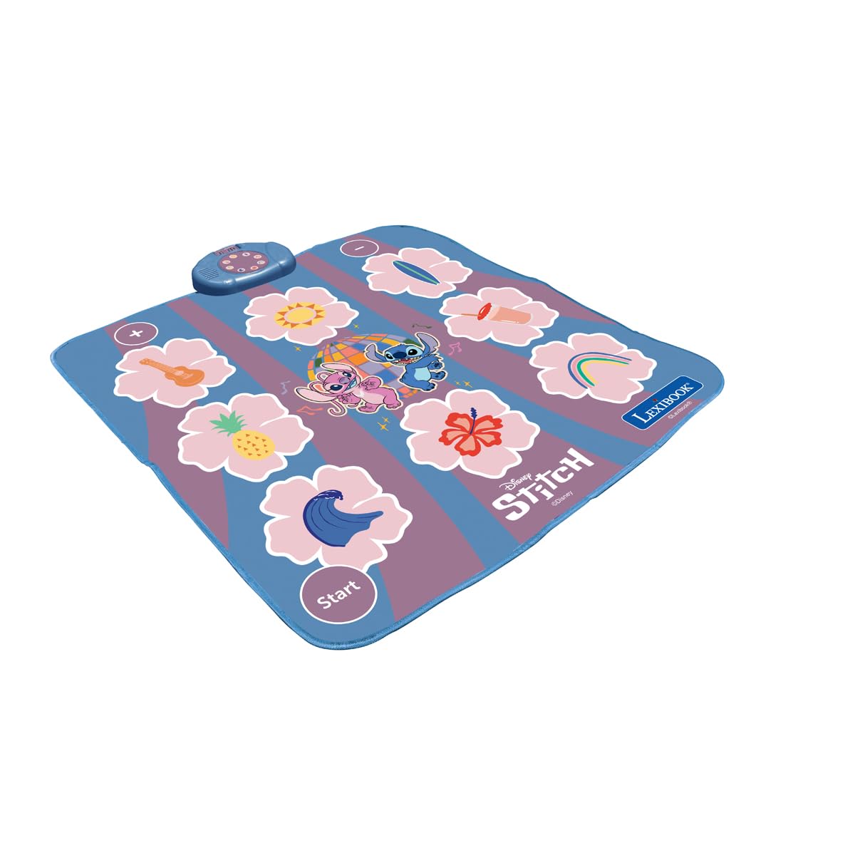 LEXIBOOK, Disney Stitch, Alfombra de Baile Electrónica, DM10DLXB | Bluetooth, luces, 6 modos de juego, rosa