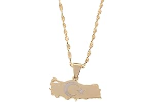 Stainless Steel Turkey Map Pendant Necklace Women