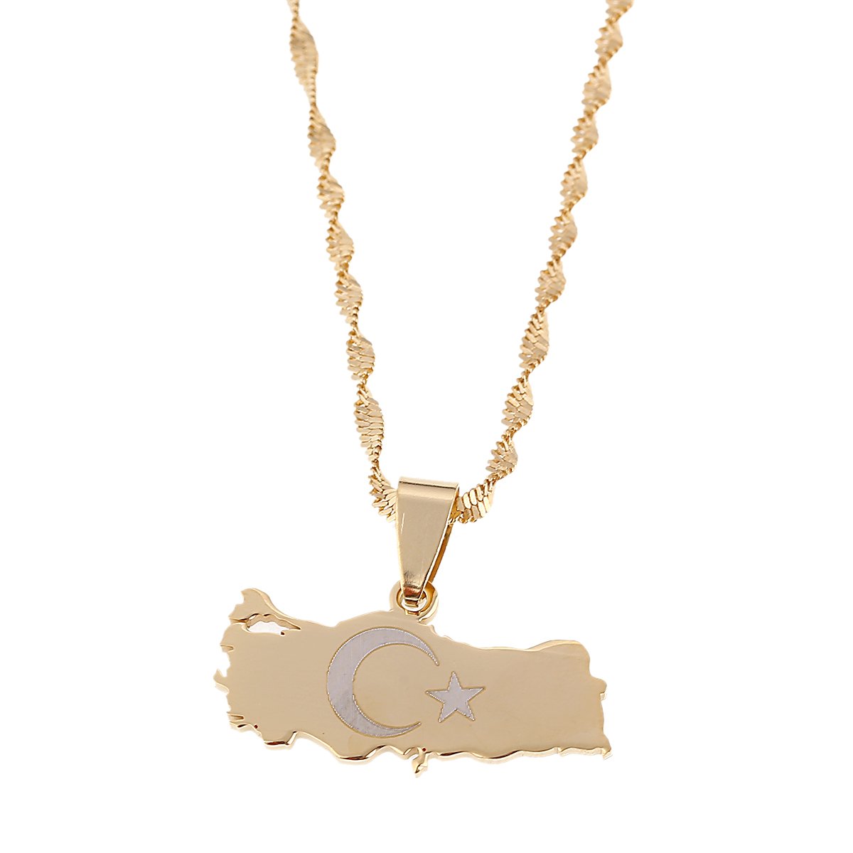 Carte de Turquie collier en acier inoxydable plaqué or 18K pour femme