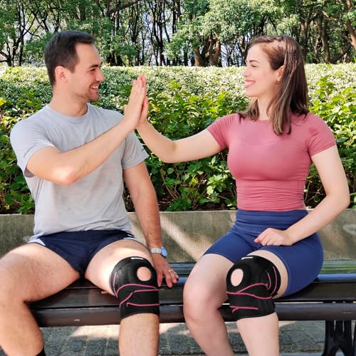 Image of DOUFURT Knee Brace for Men & Women, Side Stabilizers & Patella Gel Pads | Plus Size Adjustable Knee Brace Support Relieves Meniscus Tears, Knee Pain, Arthritis, ACL /MCL Recovery, Daily Activities