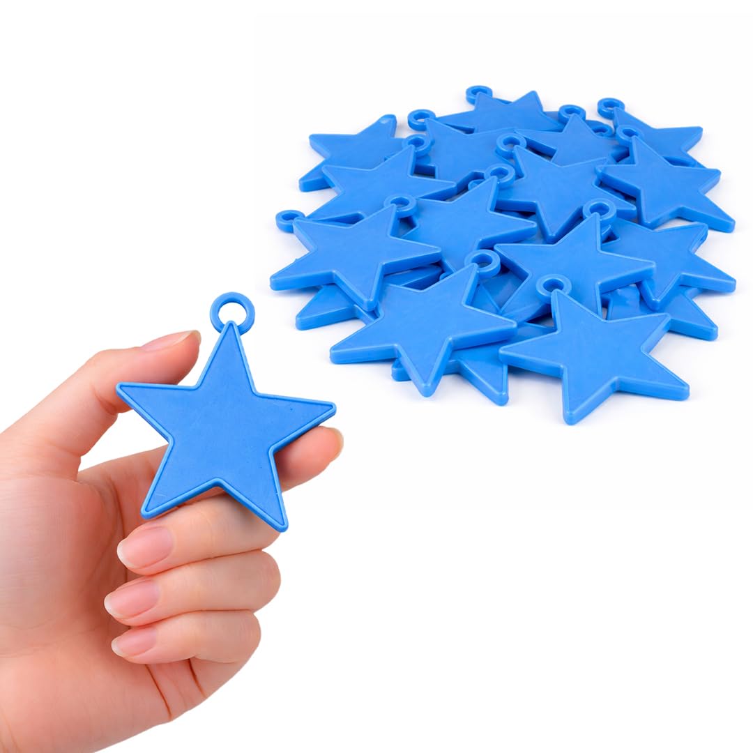 Blue Plastic Star Shaped Balloon Weights 8g – Pack of 25 Helium Balloon Holders for Party, Event & Display Decorations